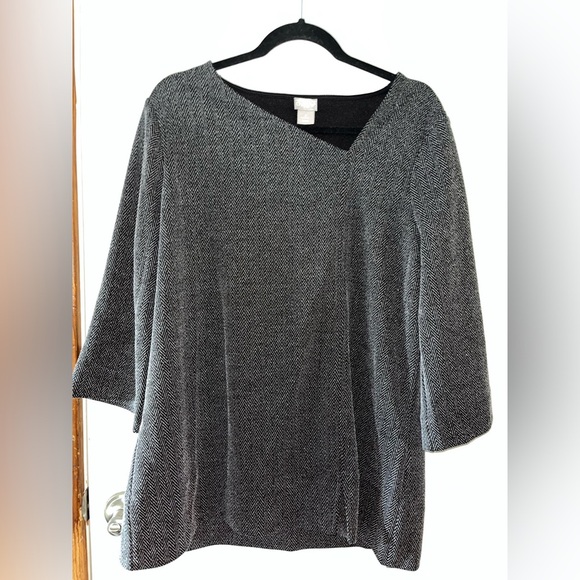 Chico's Elegant Pull Over Herringbone Knit Top Size 2 - Picture 1 of 3